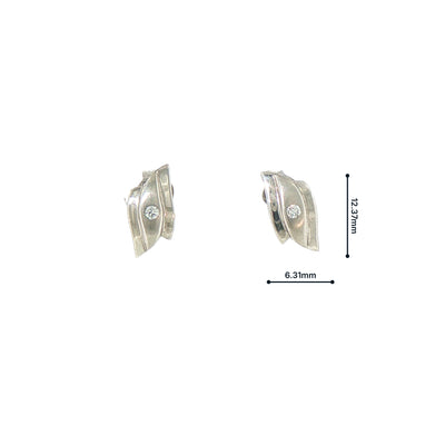 Wave Shaped Natural Diamond Stud Earrings in 9ct White Gold