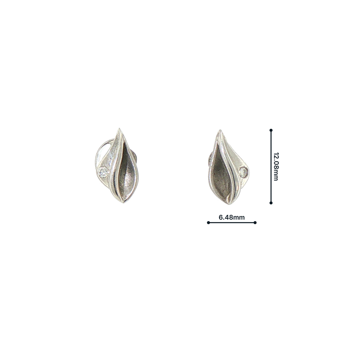 Leaf Shaped Natural Diamond Stud Earrings in 9ct White Gold