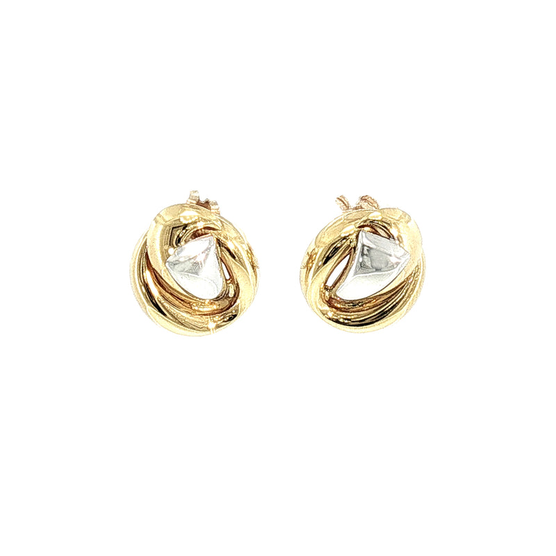 Two-Toned Knot Stud Earrings in 18ct White and Yellow Gold
