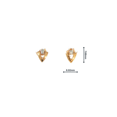 Two-Toned Triangular Stud Earrings in 9ct White and Yellow Gold