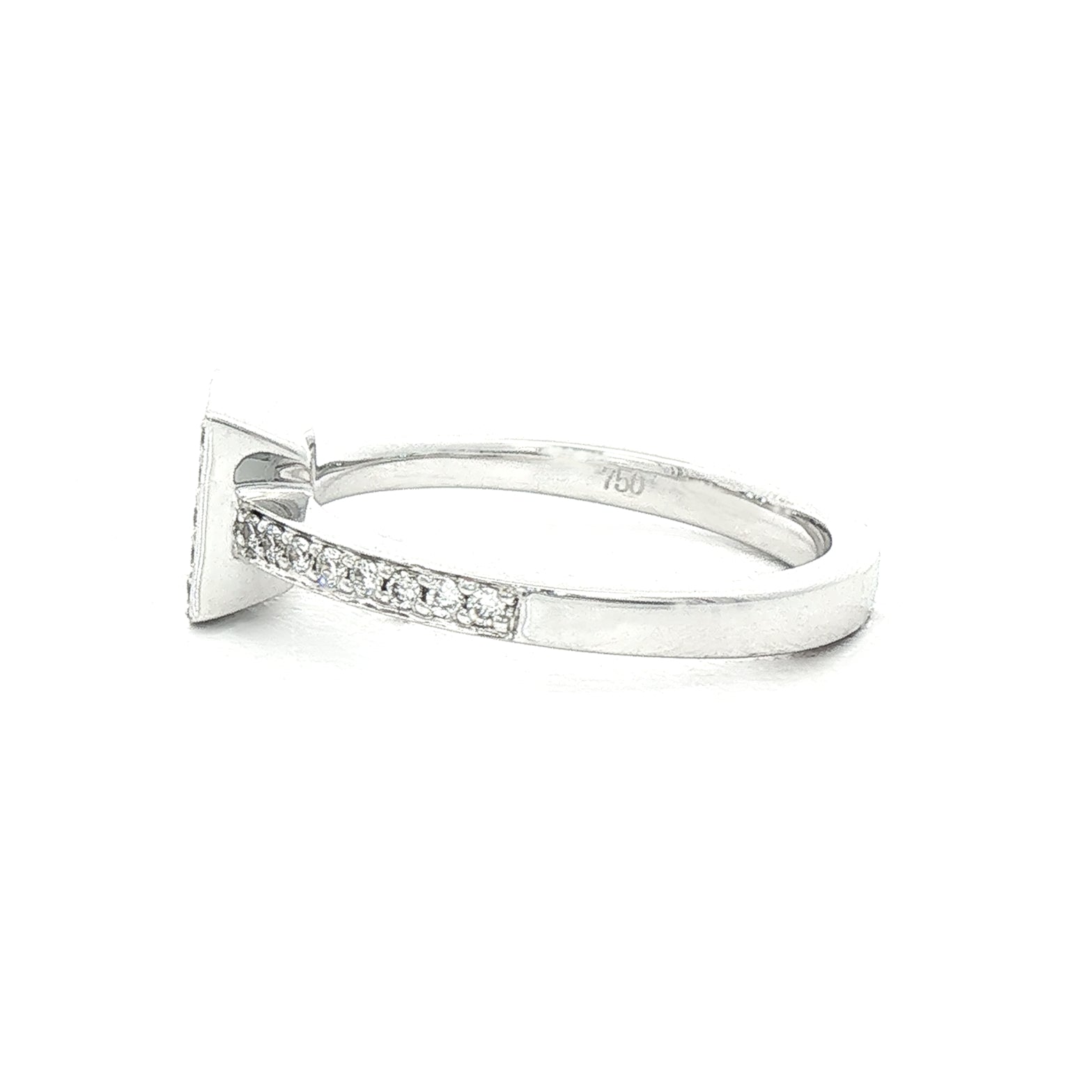 0.49ct Princess Cut Cluster Halo Natural Diamond Ring set in 18ct White Gold