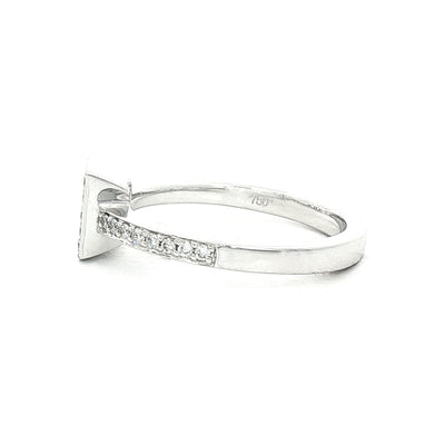 0.49ct Princess Cut Cluster Halo Natural Diamond Ring set in 18ct White Gold