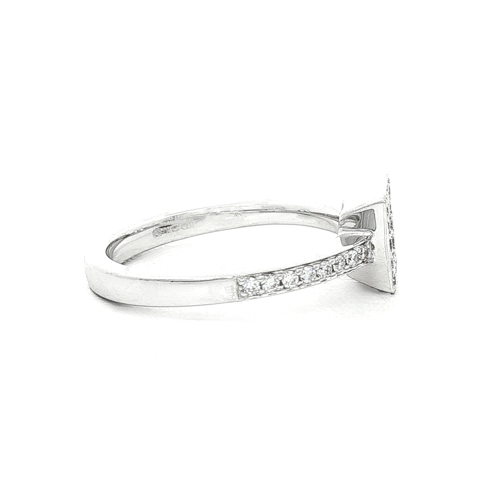 0.49ct Princess Cut Cluster Halo Natural Diamond Ring set in 18ct White Gold