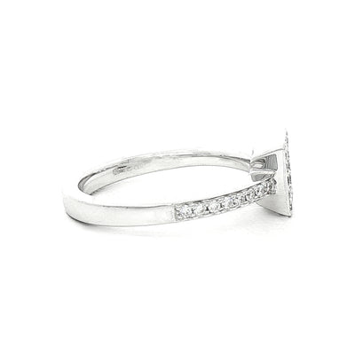 0.49ct Princess Cut Cluster Halo Natural Diamond Ring set in 18ct White Gold
