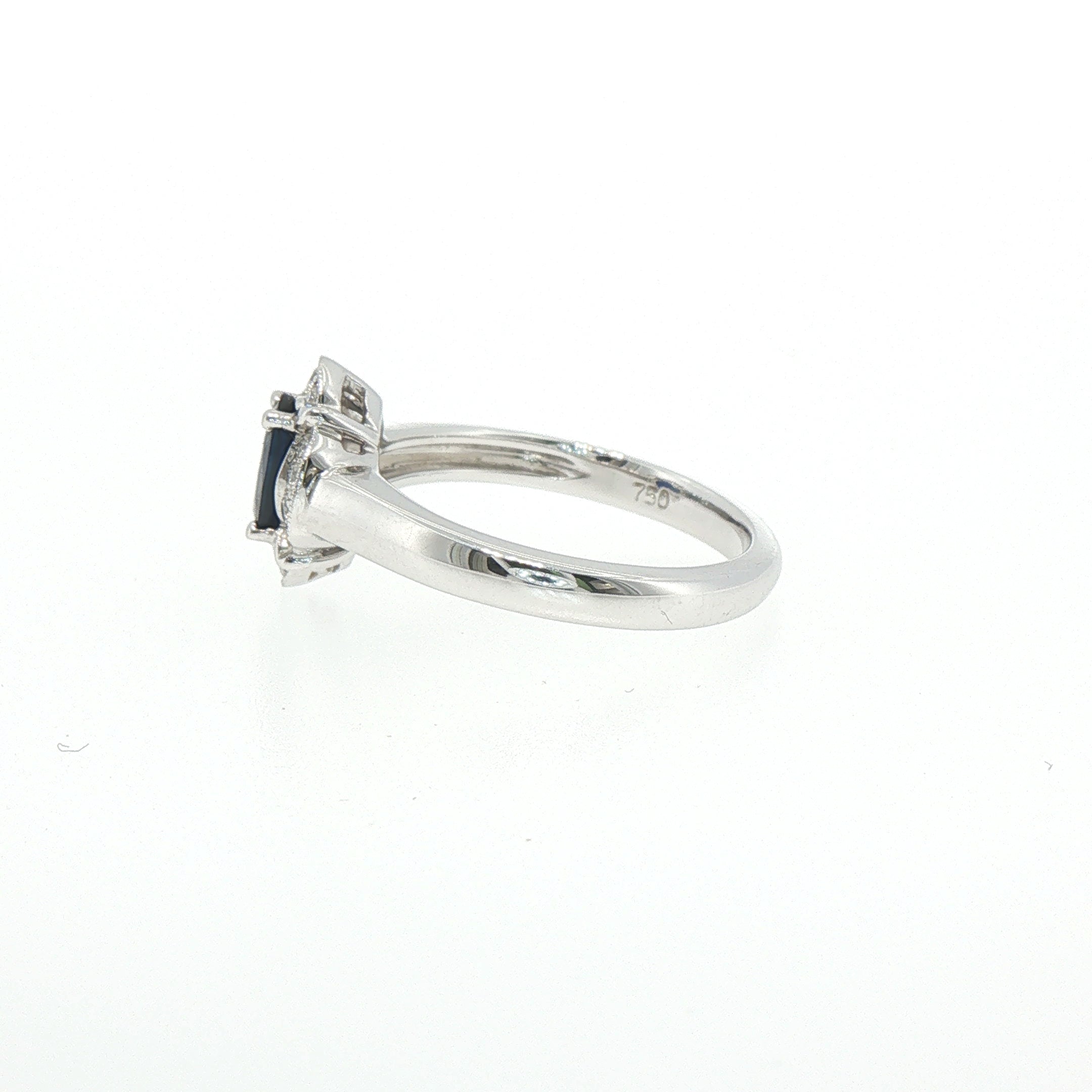 0.81ct Oval Sapphire & 0.15ct Natural Diamond Halo Cluster Ring in 18ct White Gold