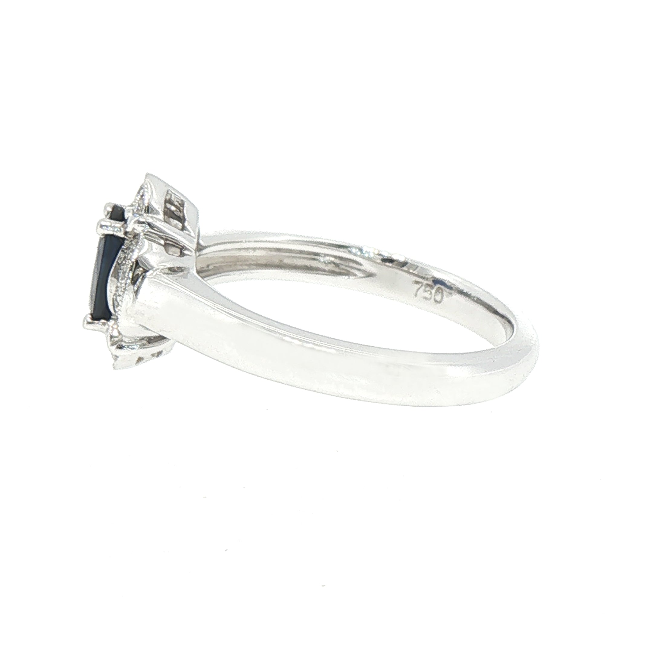 0.81ct Oval Sapphire & 0.15ct Natural Diamond Halo Cluster Ring in 18ct White Gold