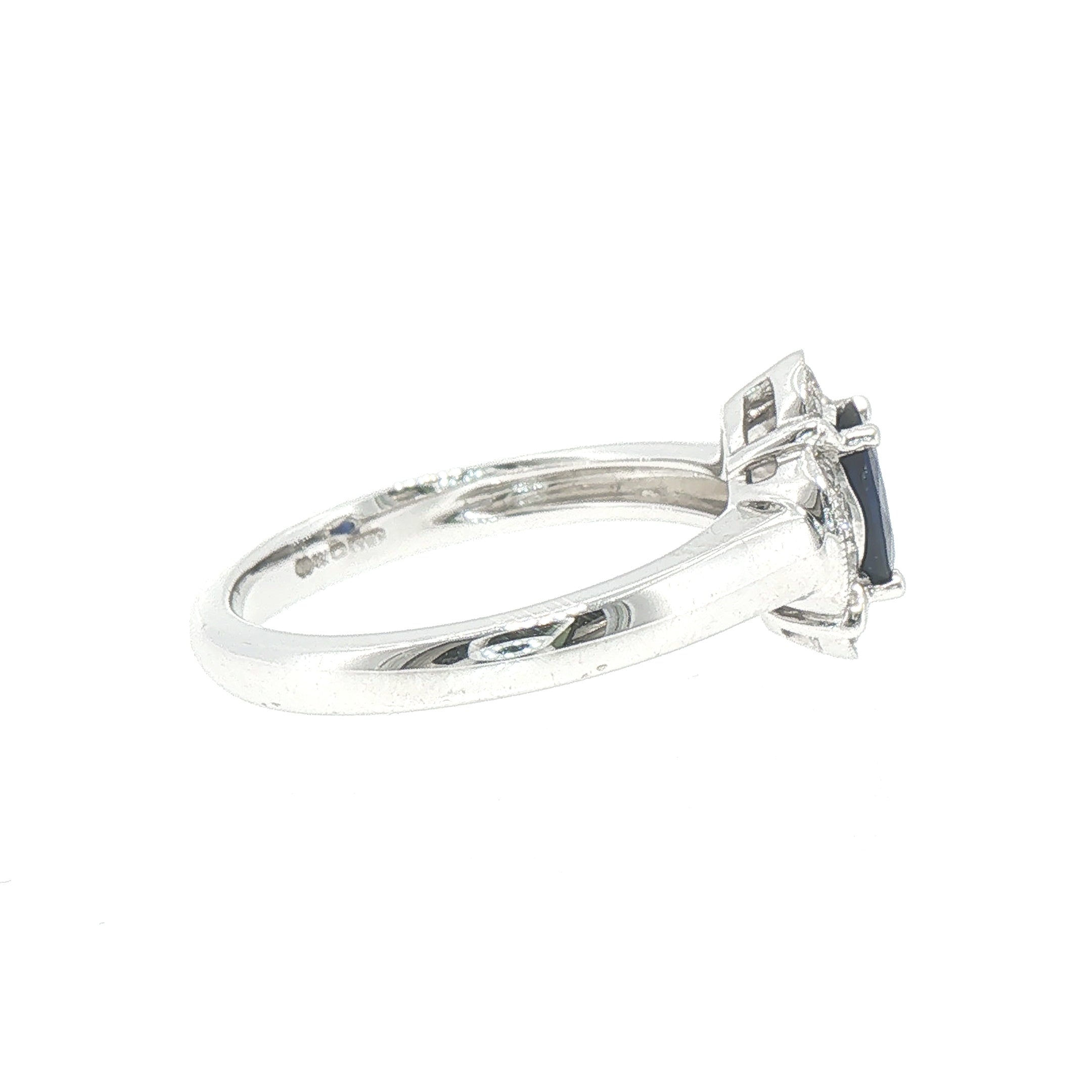 0.81ct Oval Sapphire & 0.15ct Natural Diamond Halo Cluster Ring in 18ct White Gold