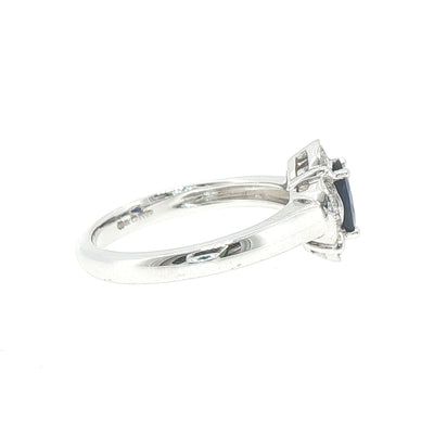 0.81ct Oval Sapphire & 0.15ct Natural Diamond Halo Cluster Ring in 18ct White Gold