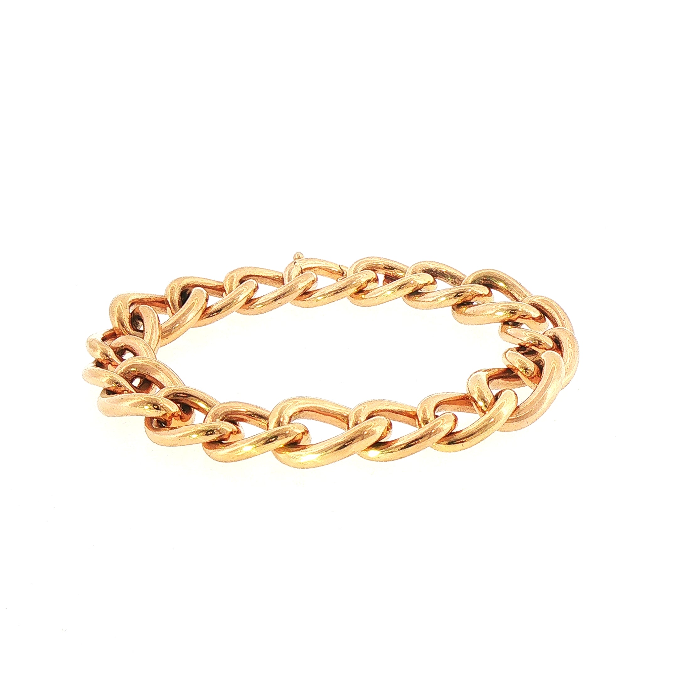 9ct Rose Gold Plain Curb Link Bracelet