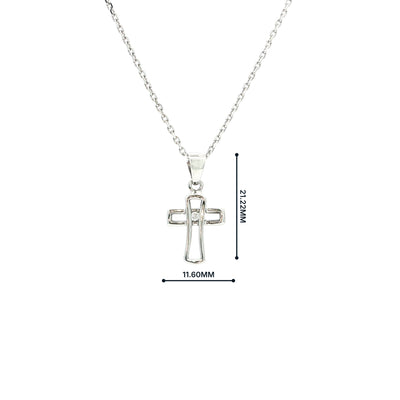 Open Cross and Natural Diamond Pendant in 18ct White Gold