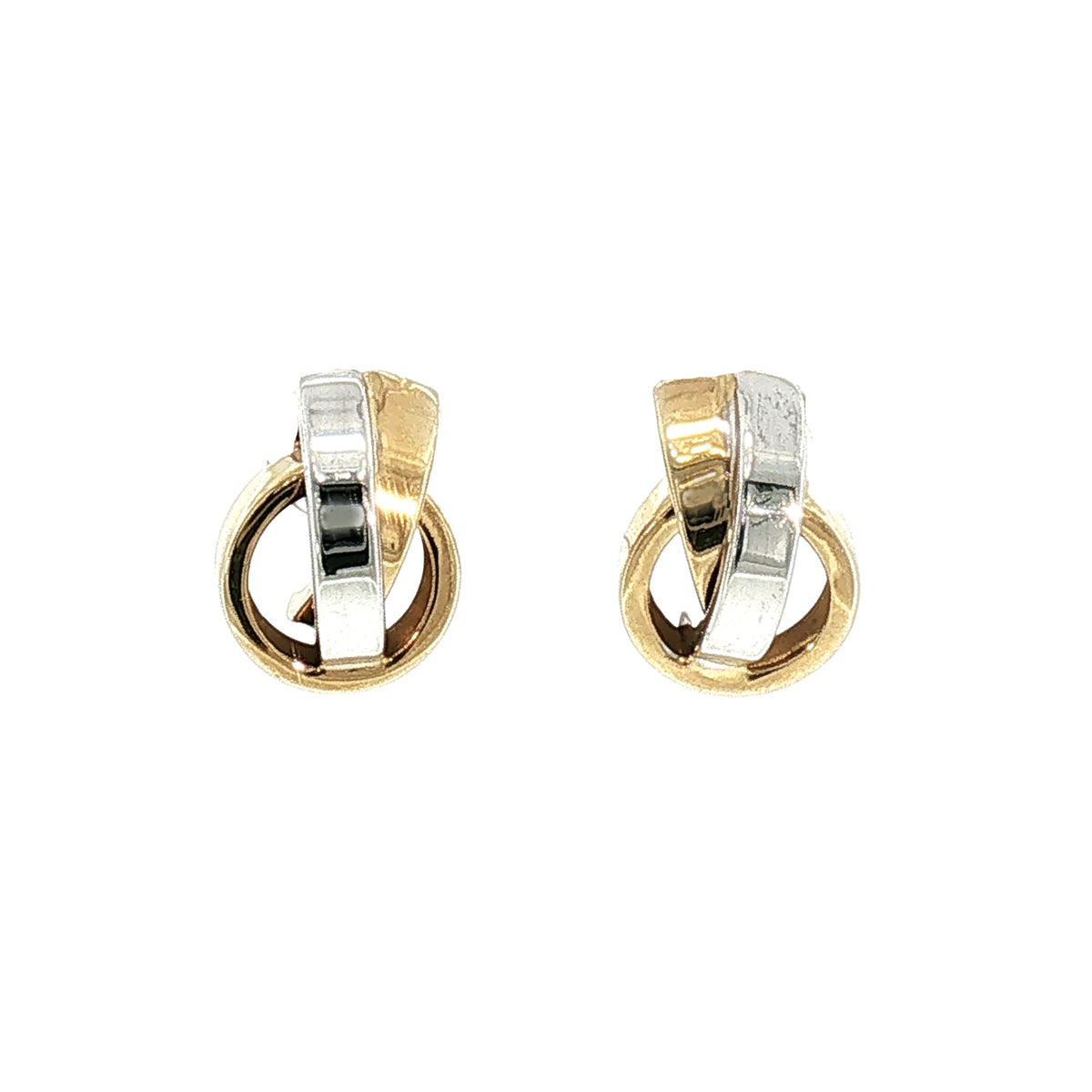 Two-Toned X/O Style Stud Earrings in 18ct White and Yellow Gold