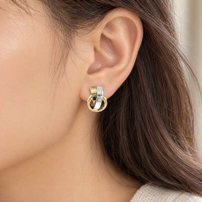 Two-Toned X/O Style Stud Earrings in 18ct White and Yellow Gold