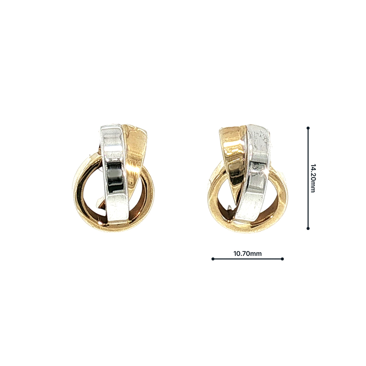 Two-Toned X/O Style Stud Earrings in 18ct White and Yellow Gold