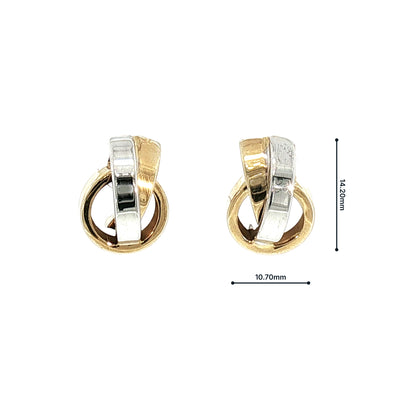 Two-Toned X/O Style Stud Earrings in 18ct White and Yellow Gold