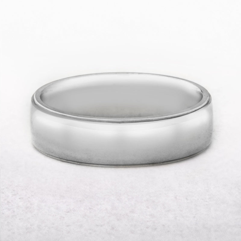 6mm Gents Edged Wedding Band In 9ct White Gold