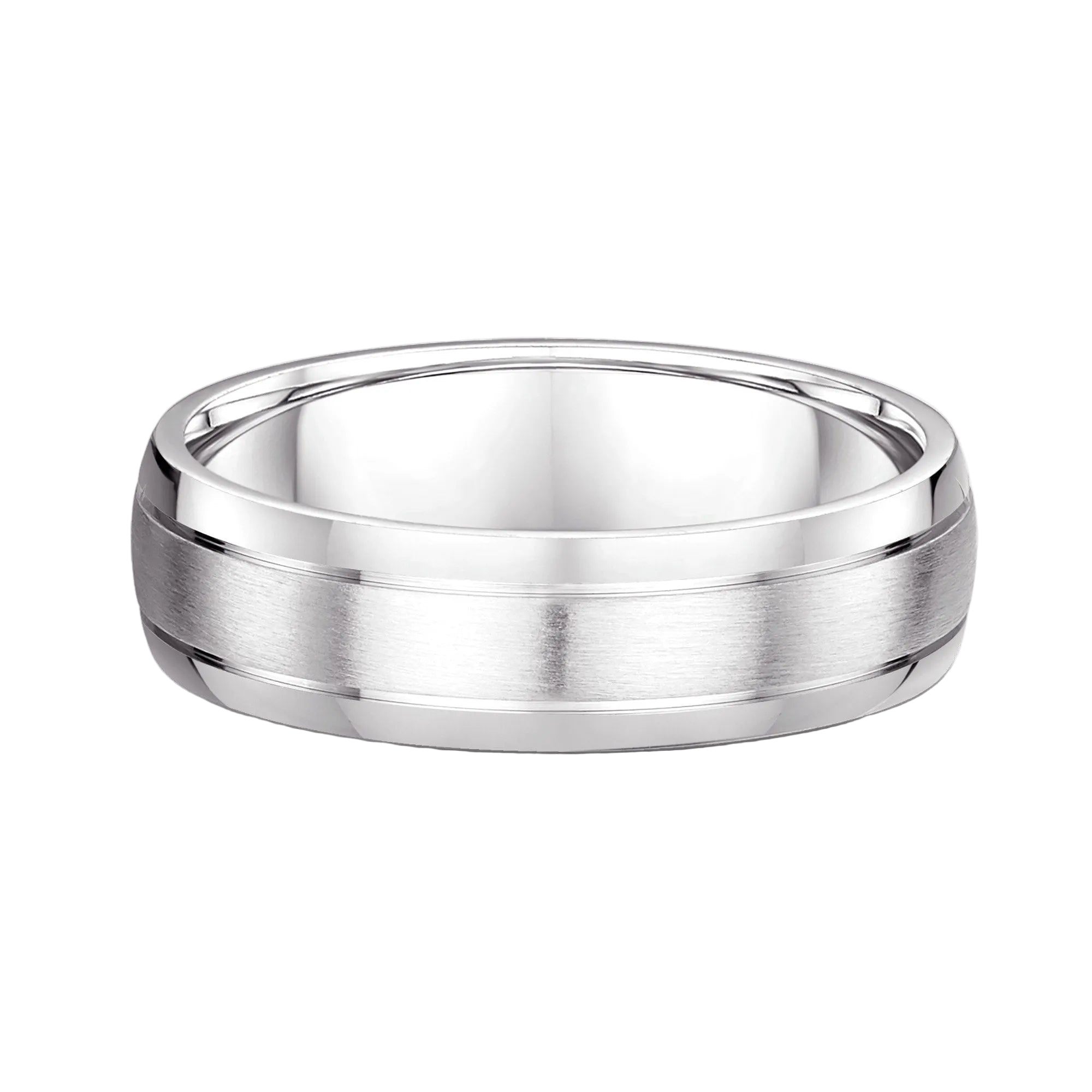 6mm Gents Satin Centre & Polished Edge Wedding In 9ct White Gold