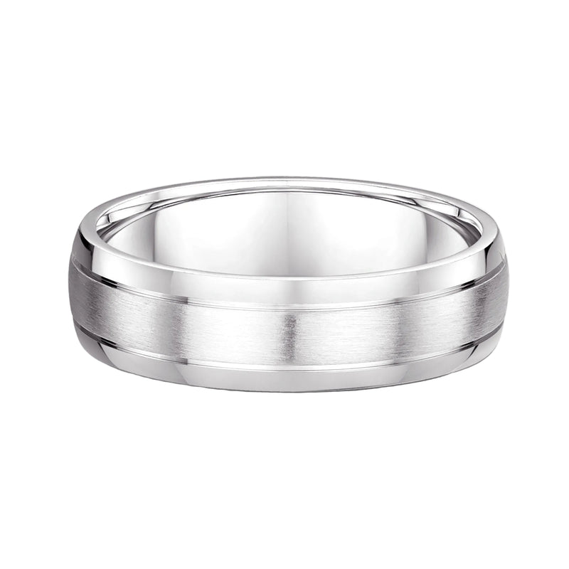 6mm Gents Satin Centre & Polished Edge Wedding In 9ct White Gold