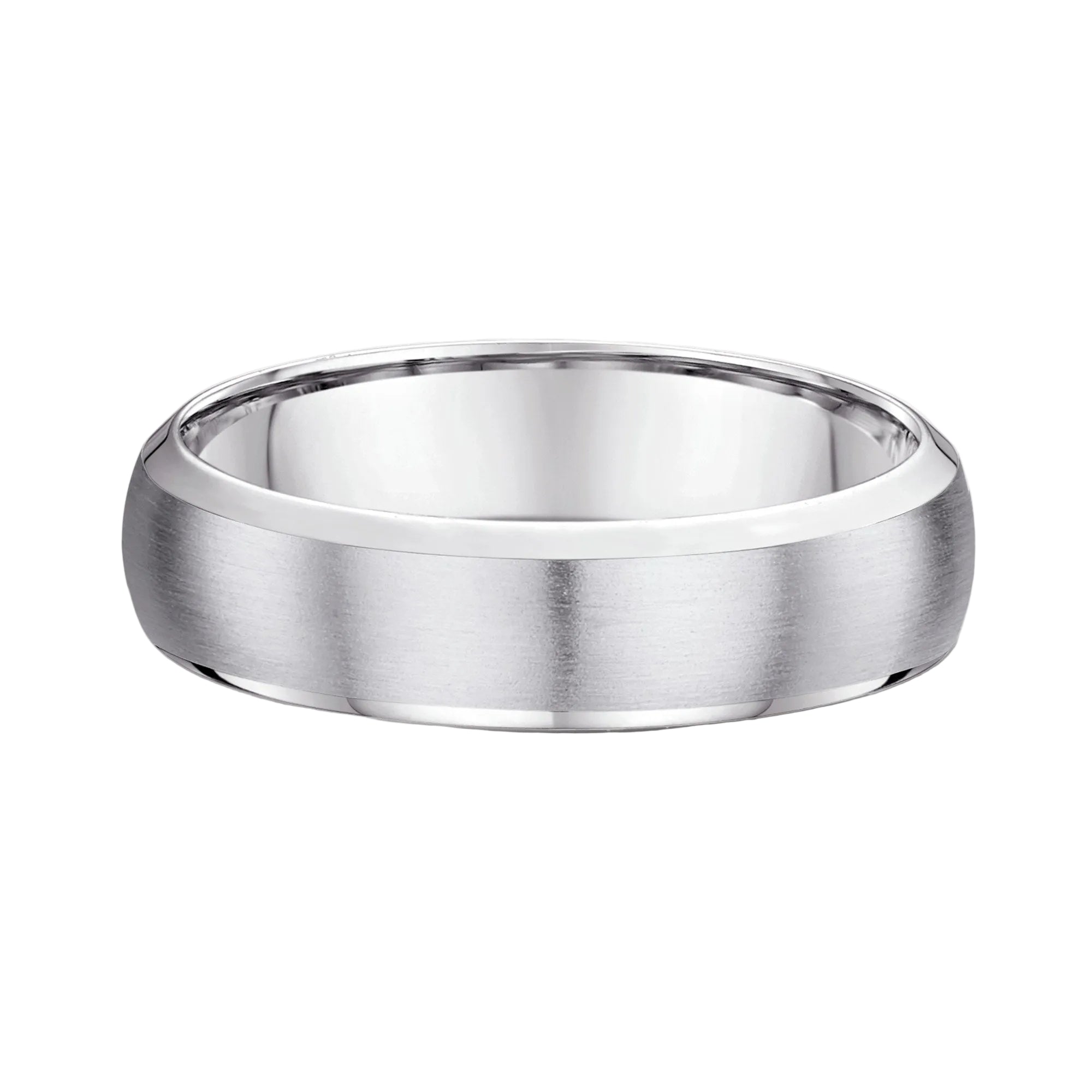6mm Gents Satin Centre Wedding Band In 9ct White Gold