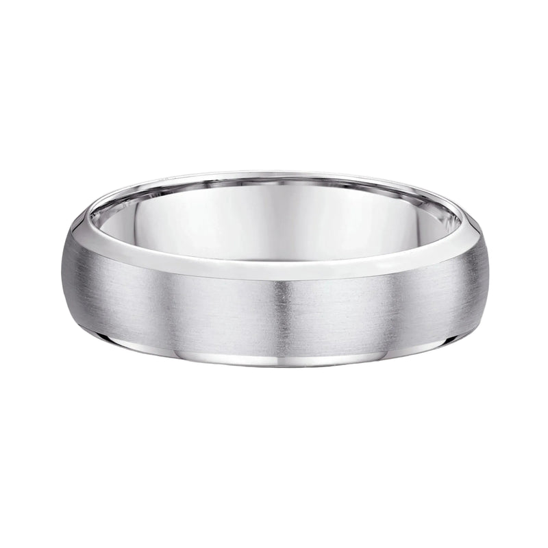 6mm Gents Satin Centre Wedding Band In 9ct White Gold