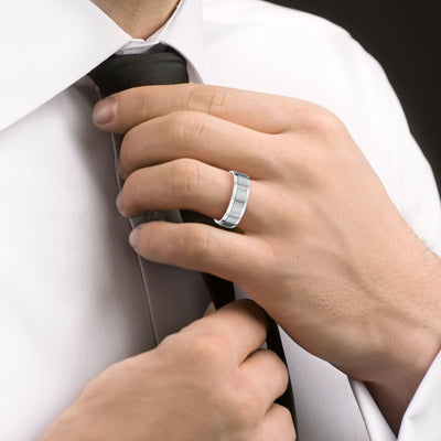 7mm Gents Titanium & Natural Diamond Set Band