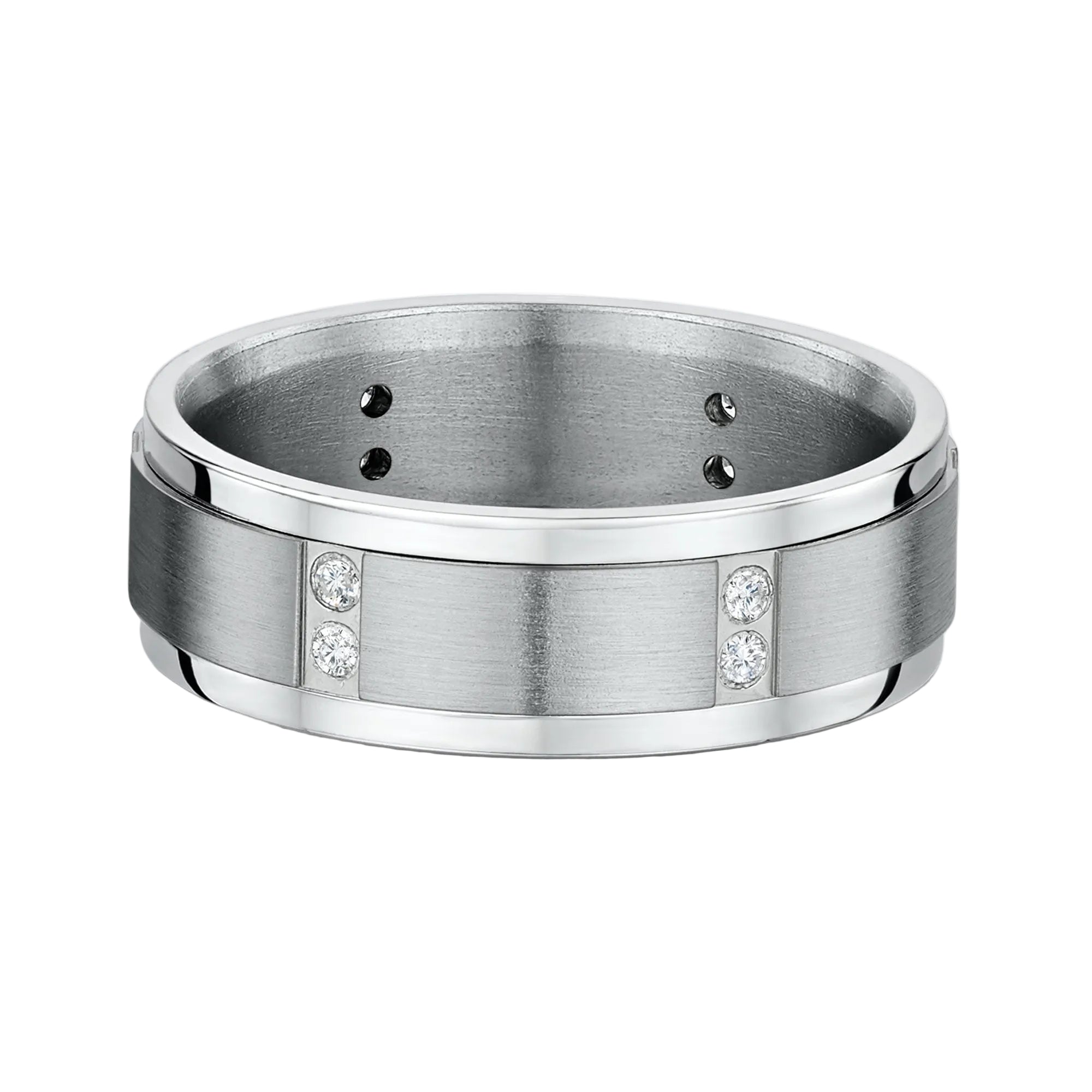 7mm Gents Titanium & Natural Diamond Set Band