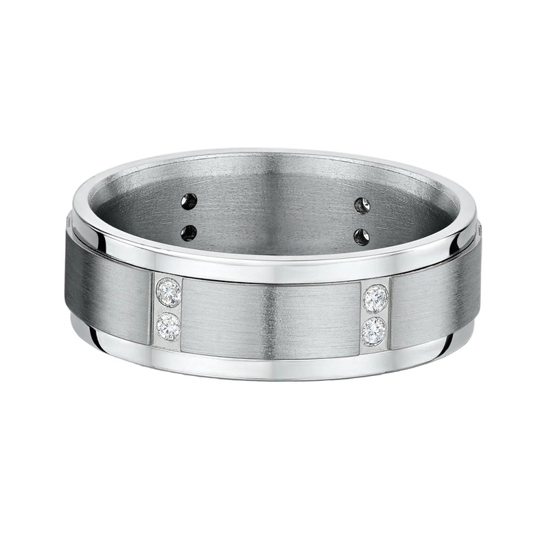 7mm Gents Titanium & Natural Diamond Set Band