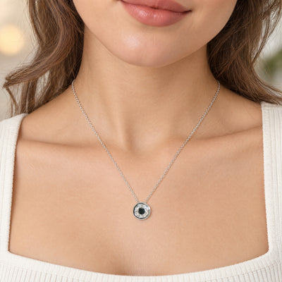 Natural Diamond Halo Pendant in 18ct White Gold