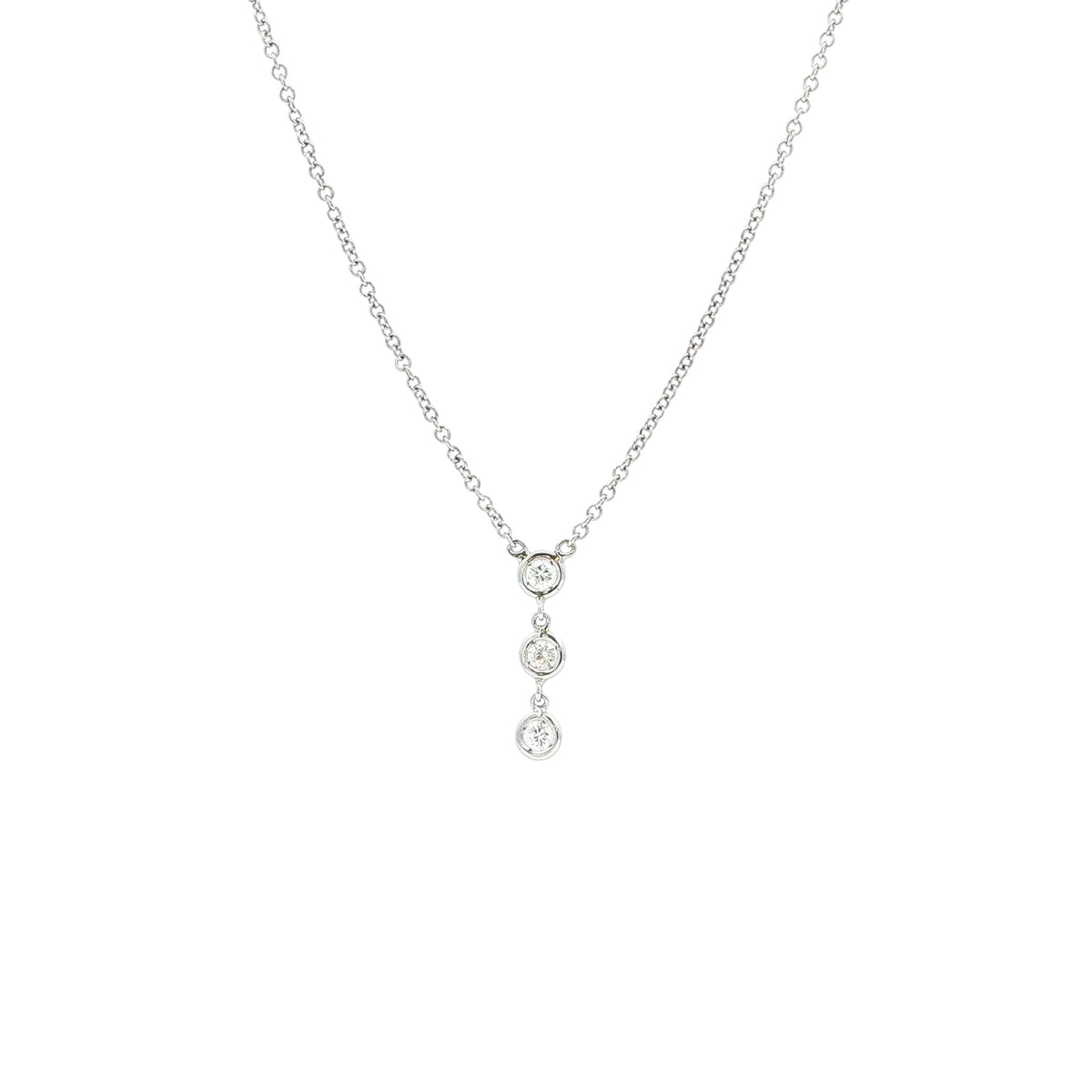 0.22ct Natural Diamond Three-Stone Drop Pendant in 18ct White Gold