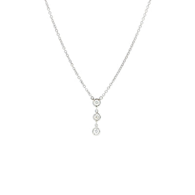 0.22ct Natural Diamond Three-Stone Drop Pendant in 18ct White Gold