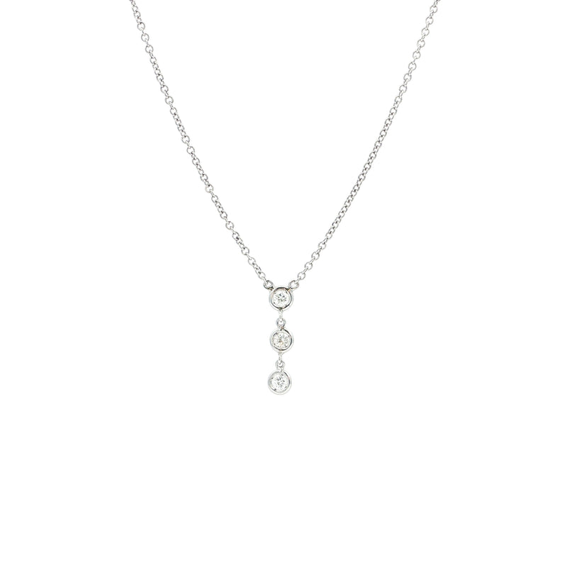0.22ct Natural Diamond Three-Stone Drop Pendant in 18ct White Gold