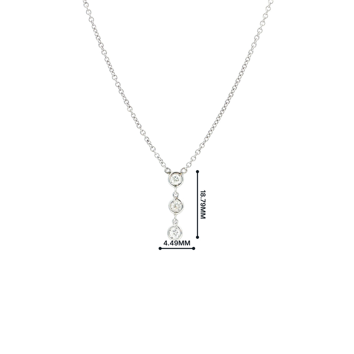 0.22ct Natural Diamond Three-Stone Drop Pendant in 18ct White Gold