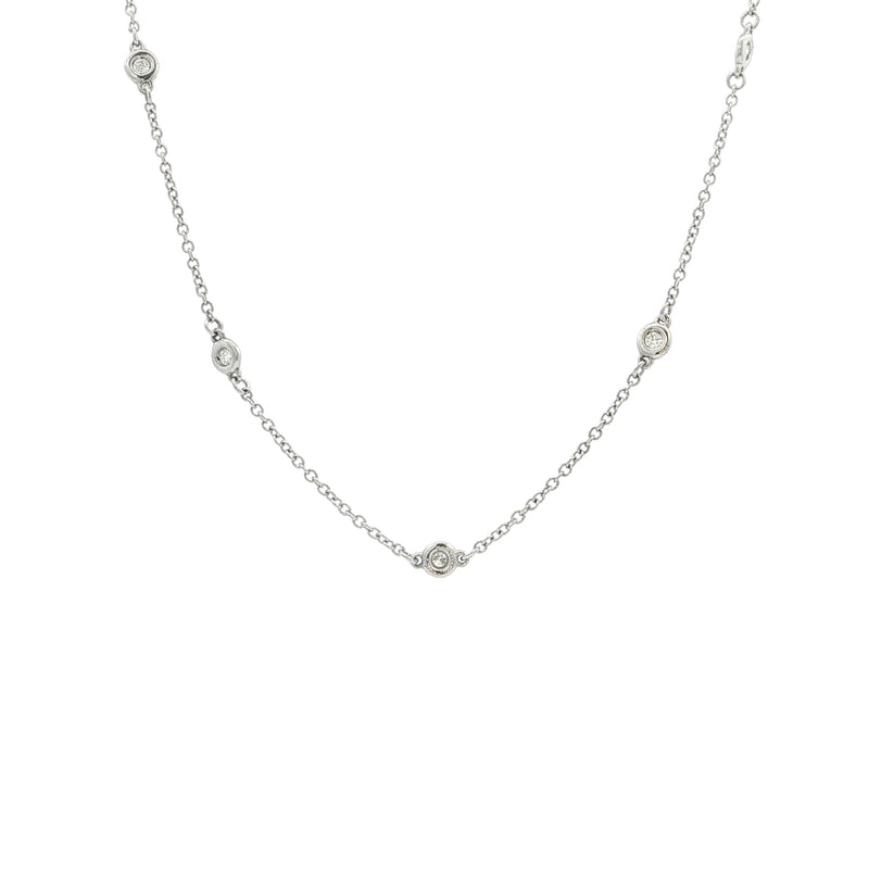 Random Bezel Set Natural Diamond Necklace in 18ct White Gold