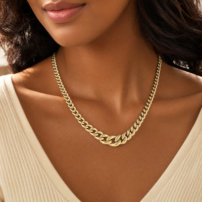 Graduated Curb 18 Inch Necklet in 9ct Gold