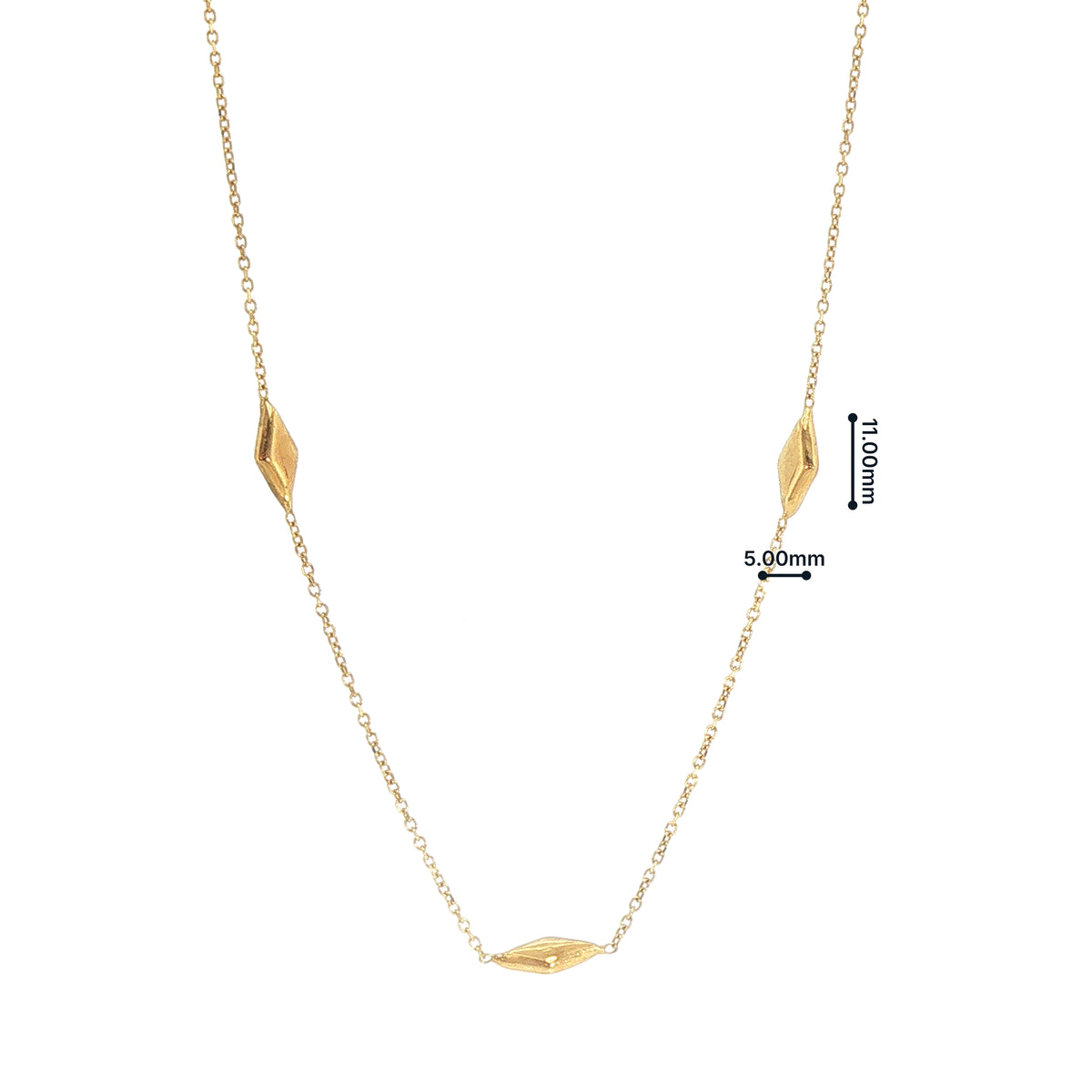 Natural Diamond Bead Necklace with Geometric Accents in Yellow Gold