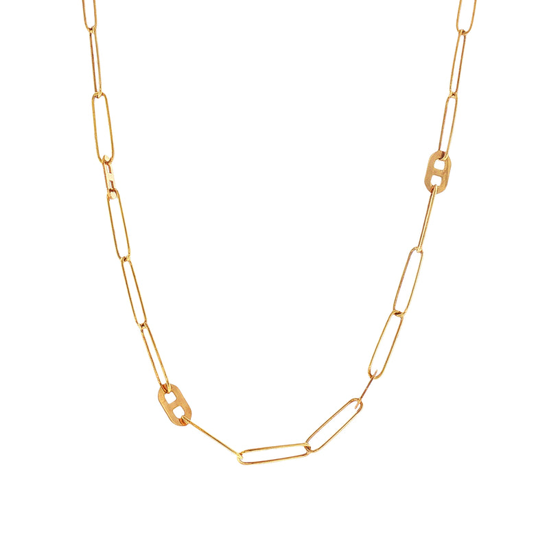 Oval and Flat Gucci Link Chain Necklace in 9ct Yellow Gold