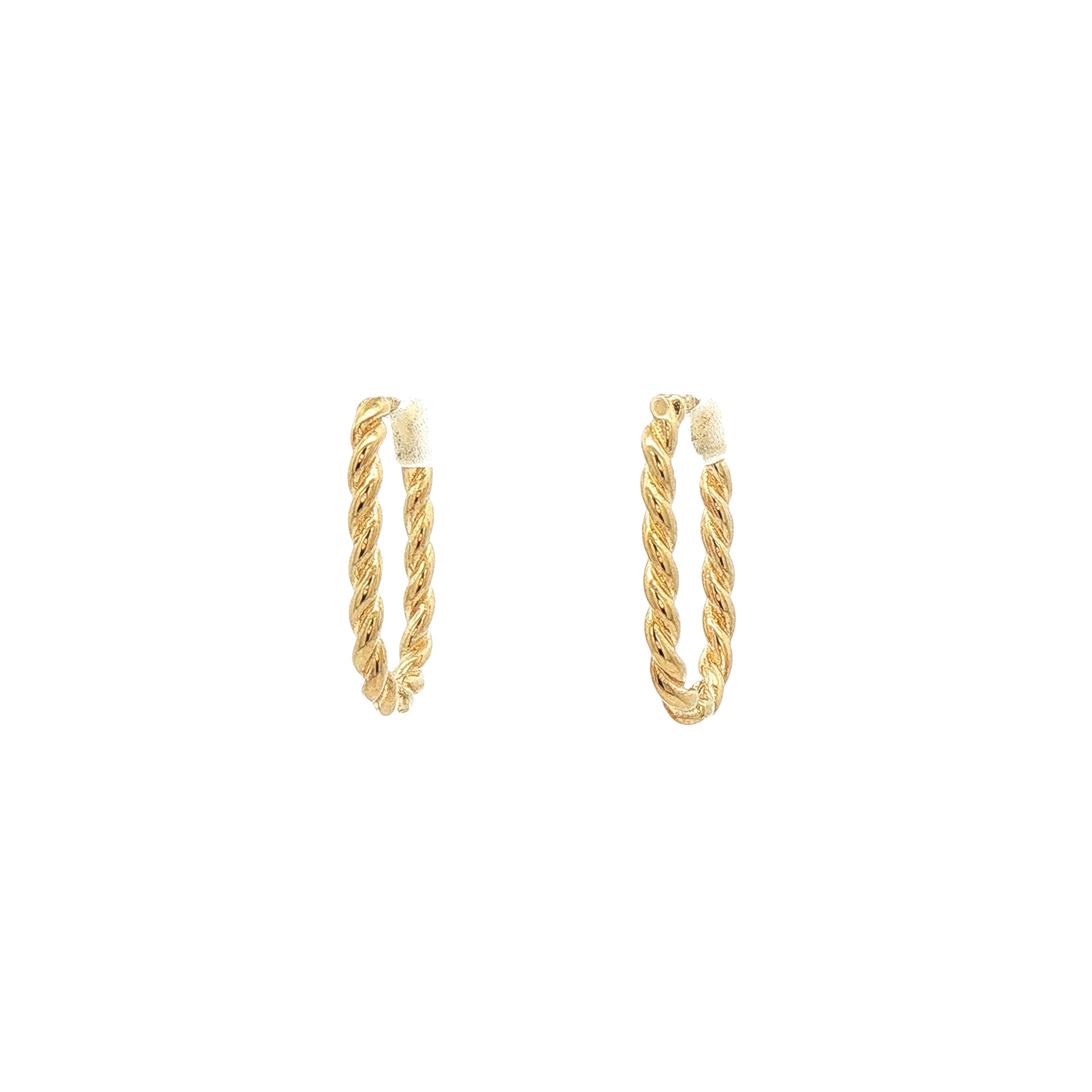 Small Twist Rope Huggie Hoop Earrnngs in 9ct Yellow Gold