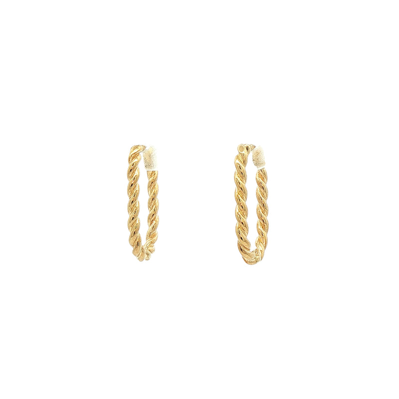 Small Twist Rope Huggie Hoop Earrnngs in 9ct Yellow Gold