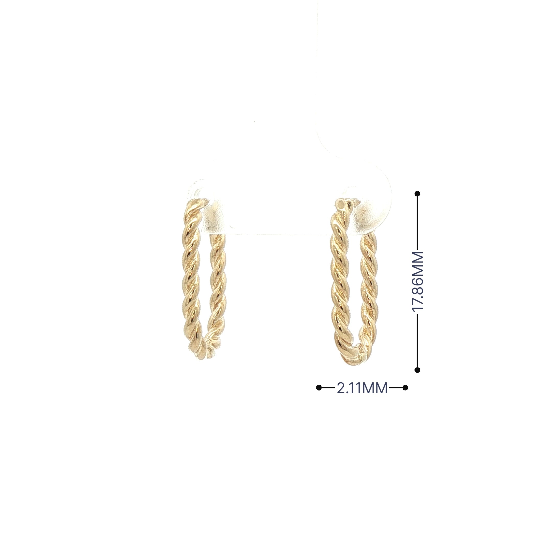 Small Twist Rope Huggie Hoop Earrnngs in 9ct Yellow Gold
