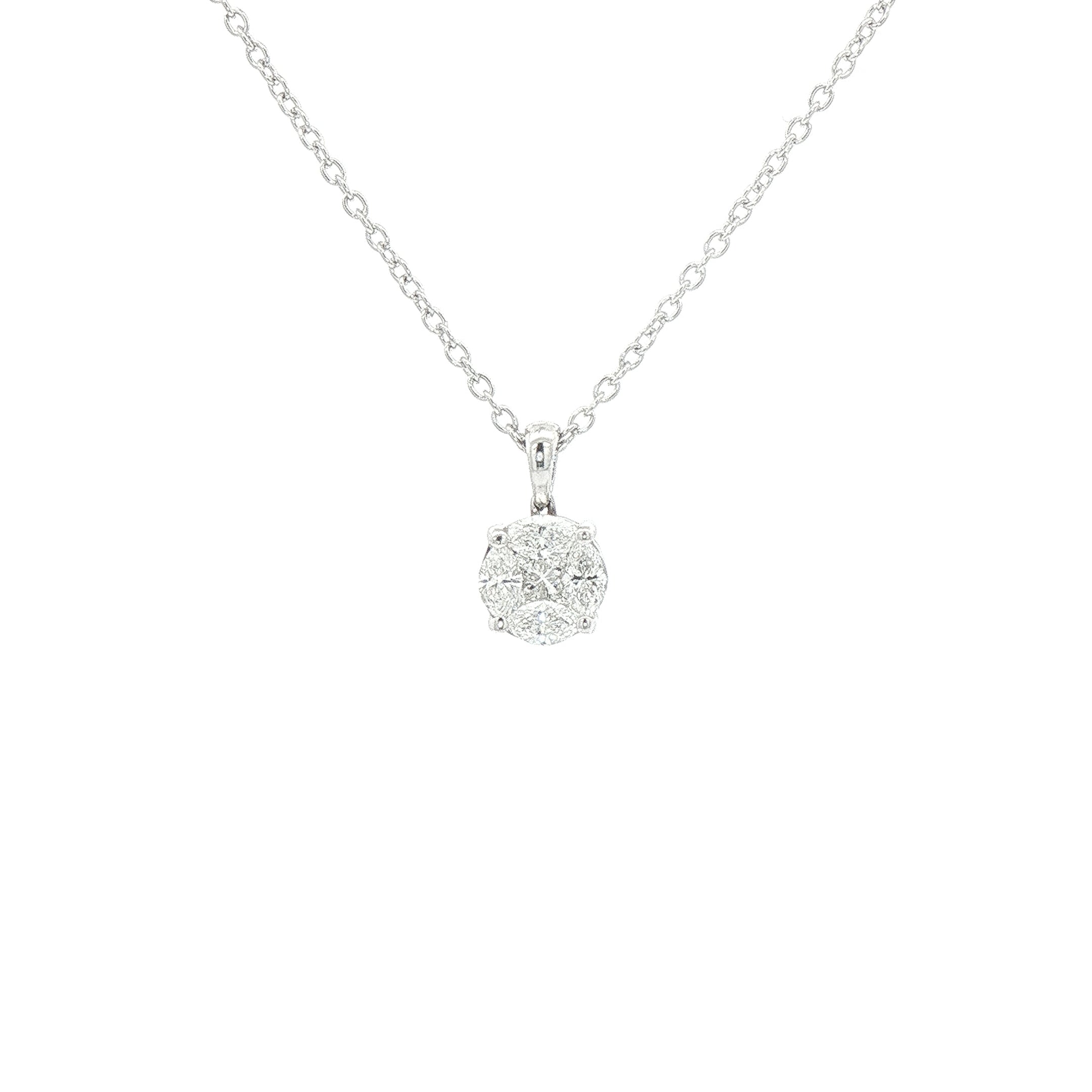 0.40ct F Natural Diamond Multi Stone Solitaire Pendant in 18ct White Gold
