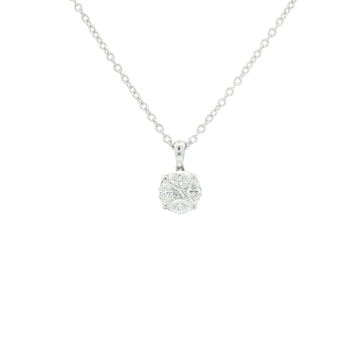 0.40ct F Natural Diamond Multi Stone Solitaire Pendant in 18ct White Gold