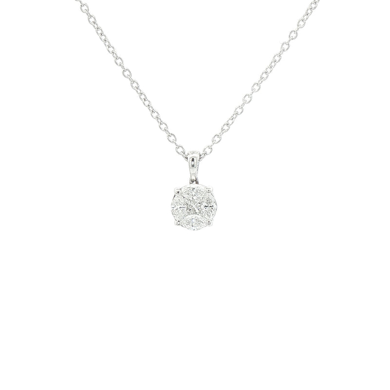 0.40ct F Natural Diamond Multi Stone Solitaire Pendant in 18ct White Gold