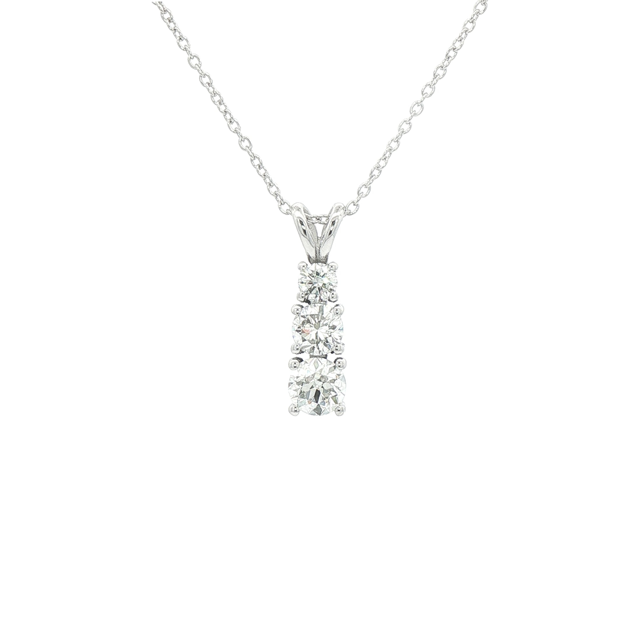 1.23ct Natural Diamond Drop Pendant in 18ct White Gold