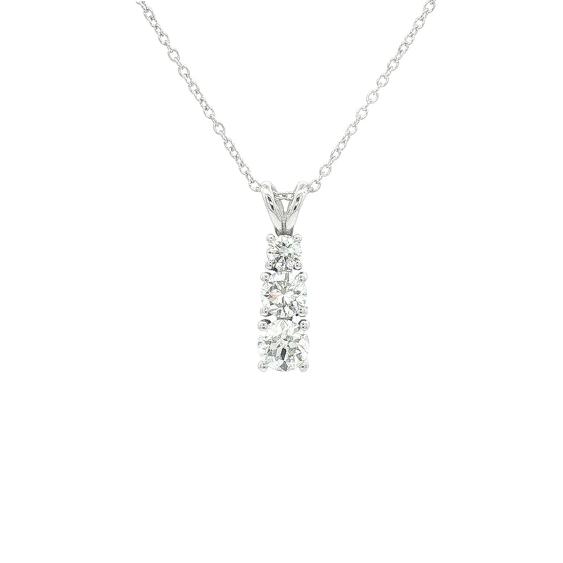 1.23ct Natural Diamond Drop Pendant in 18ct White Gold