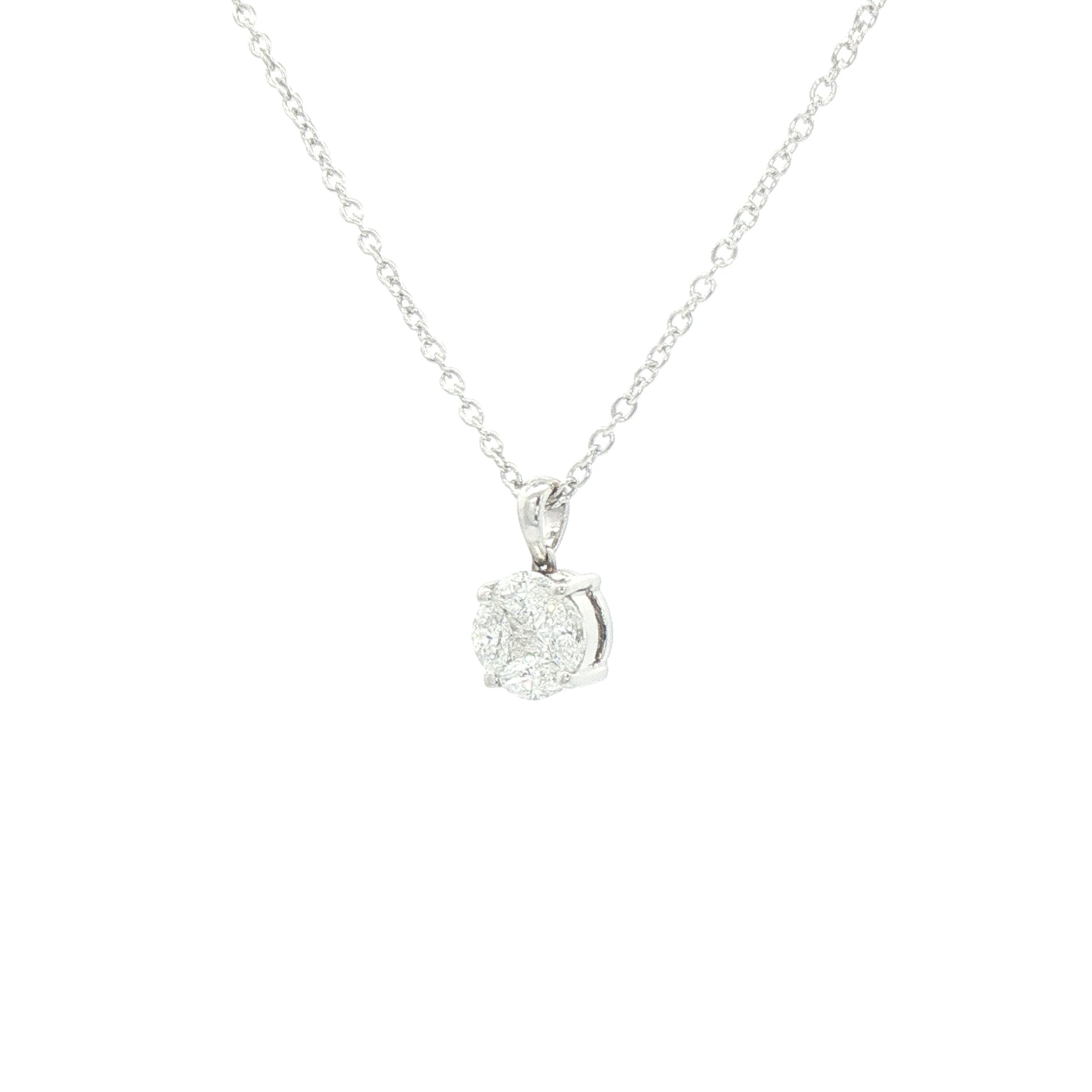 0.40ct F Natural Diamond Multi Stone Solitaire Pendant in 18ct White Gold