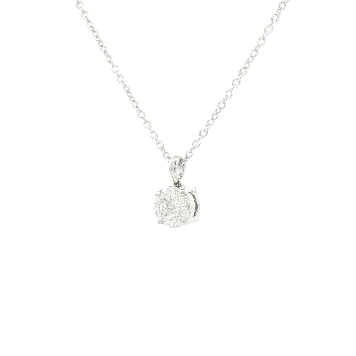 0.40ct F Natural Diamond Multi Stone Solitaire Pendant in 18ct White Gold