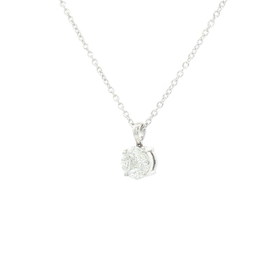 0.40ct F Natural Diamond Multi Stone Solitaire Pendant in 18ct White Gold