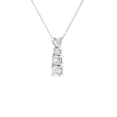 1.23ct Natural Diamond Drop Pendant in 18ct White Gold