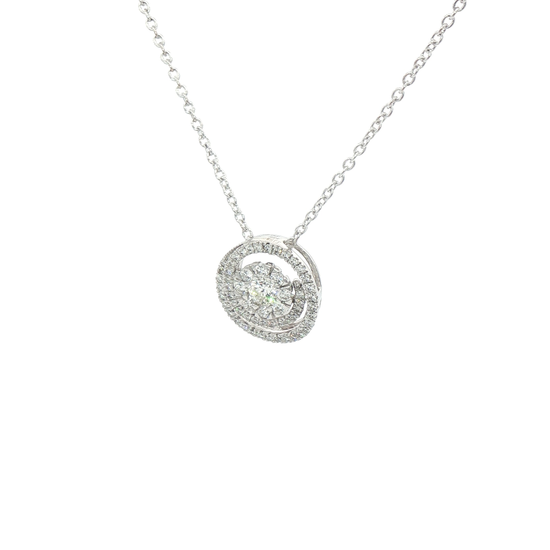 0.48ct Natural Diamond Spiral Shaped Pendant in 18ct White Gold
