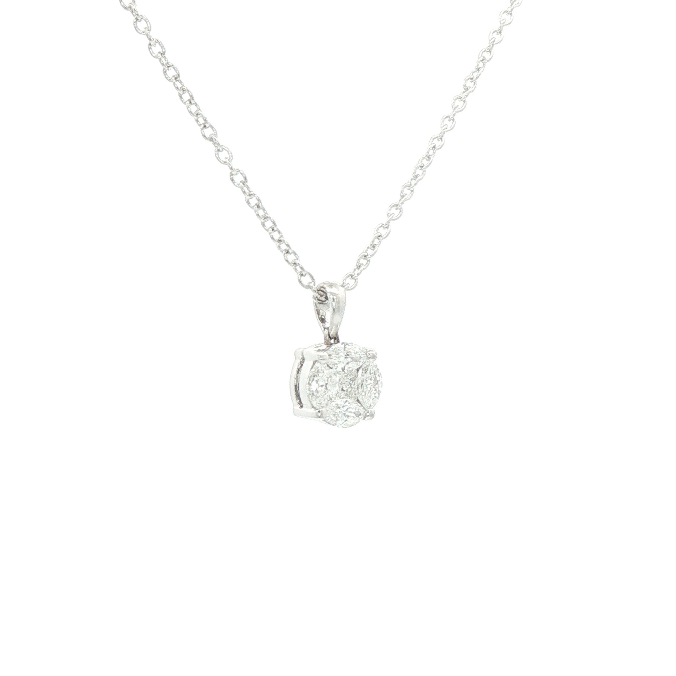 0.40ct F Natural Diamond Multi Stone Solitaire Pendant in 18ct White Gold