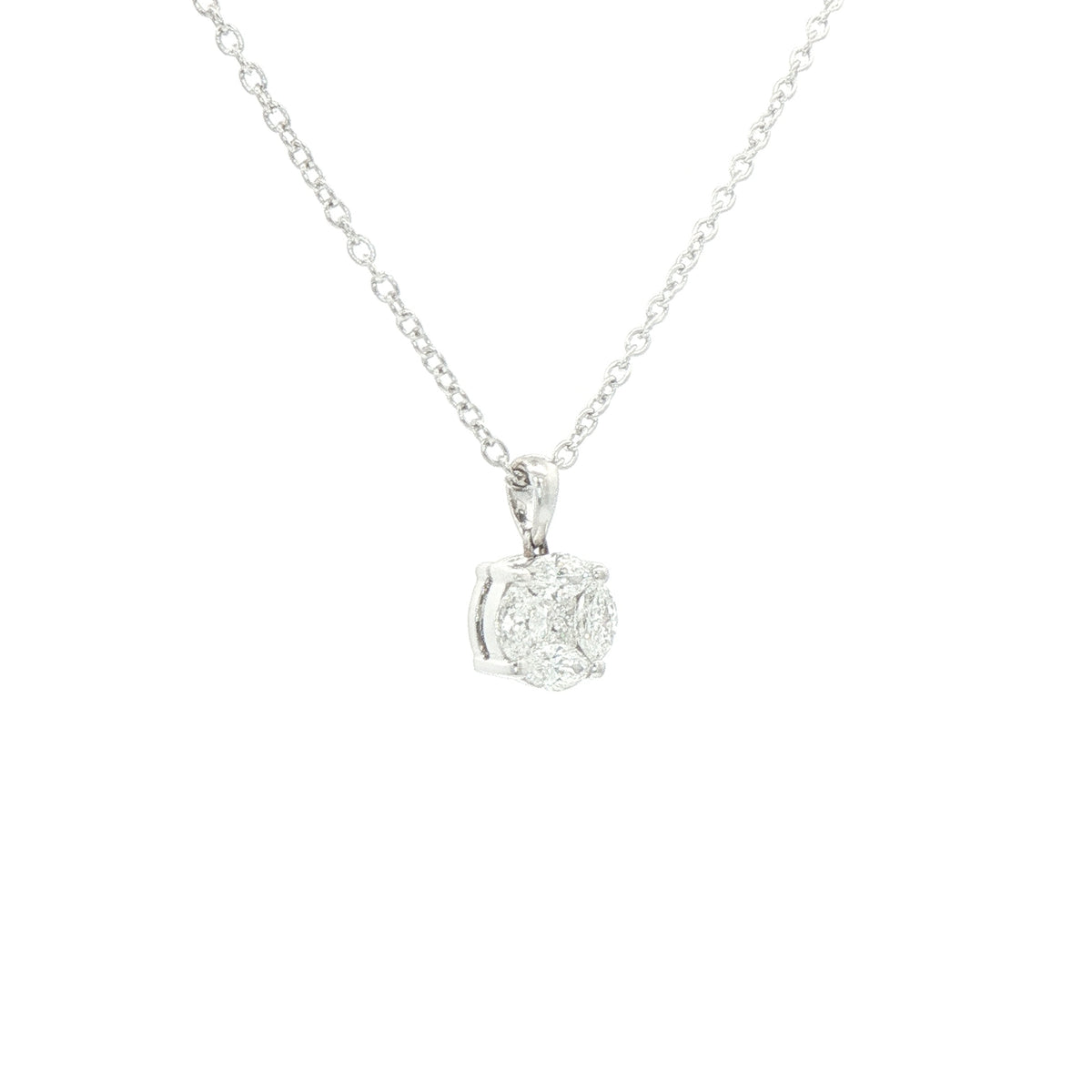 0.40ct F Natural Diamond Multi Stone Solitaire Pendant in 18ct White Gold